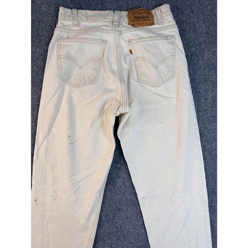 Vintage‎ Levis 550 Mens 30x32 White Jeans Relaxed Fit Tapered Leg USA Made 90s